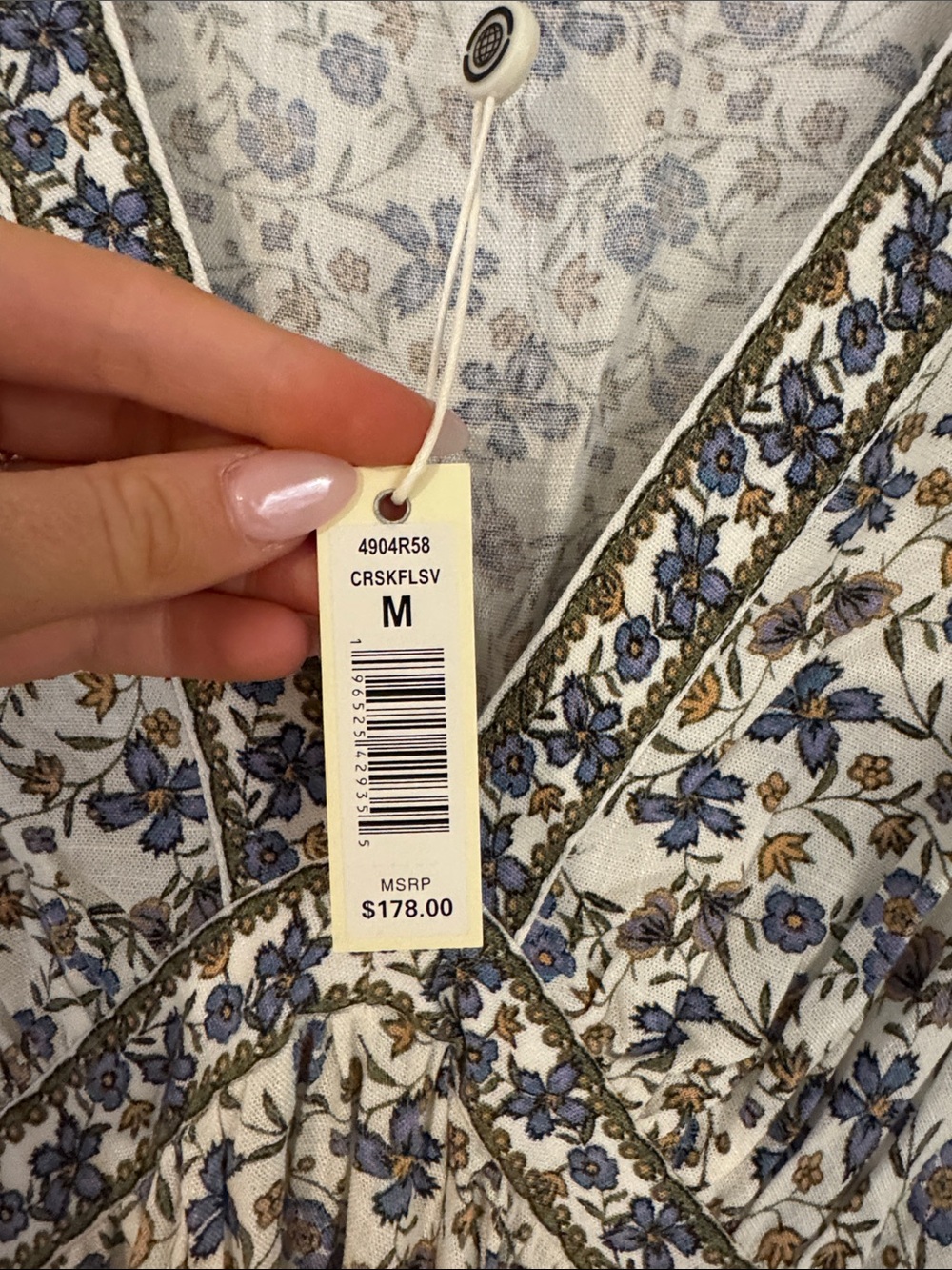 Max Studio Cream Maxi Dress with Blue Floral Print - Picture 3 of 5